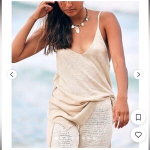 Free People Beige Oatmeal Knit Tunic Sweater Tank- MEDIUM